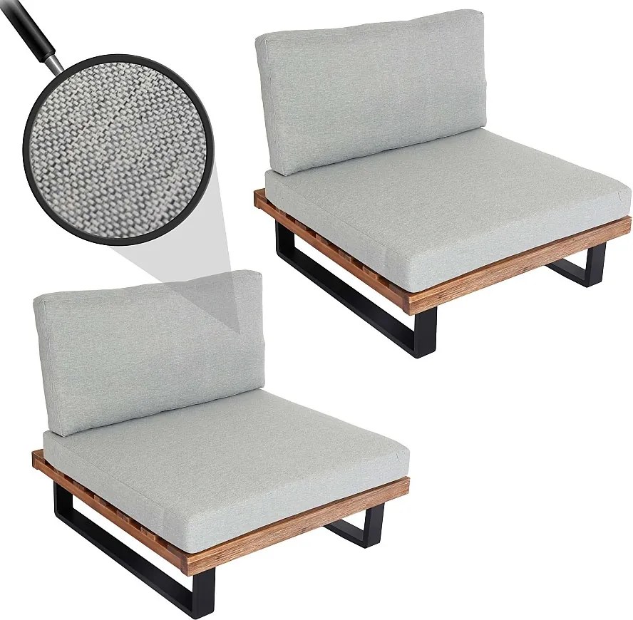 Fotel wypoczynkowy MCW-H54 (zestaw 2 szt.),  jasnobrązowe, tapicerka jasnoszara