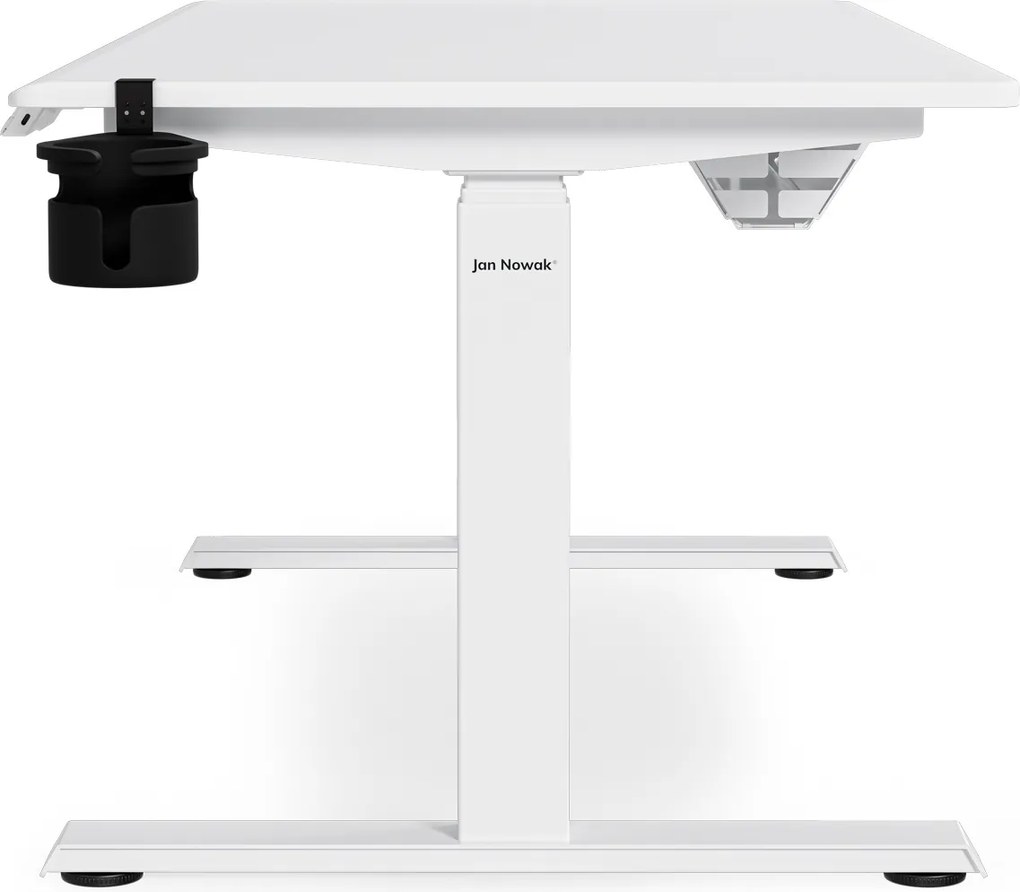 Biurko elektryczne z regulacją wysokości ergonomiczne białe,1400x700 mm: ARIA