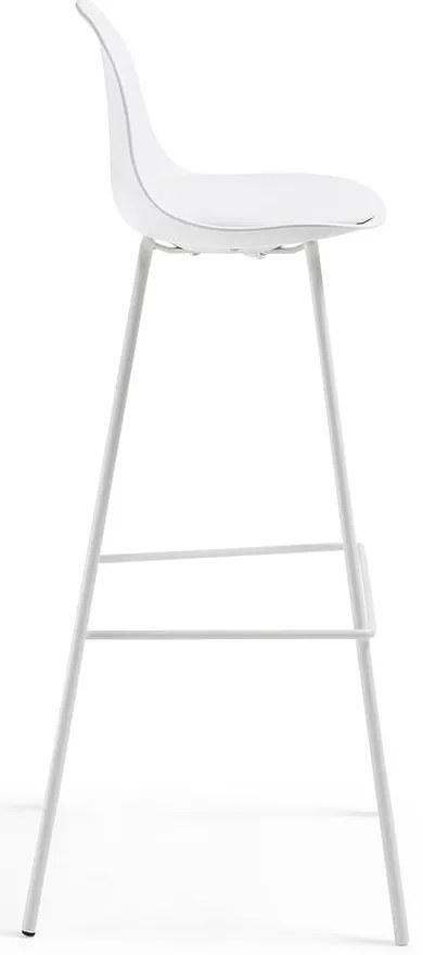 Biały hoker z imitacji skóry (wysokość siedziska 75 cm) Brighter – Kave Home