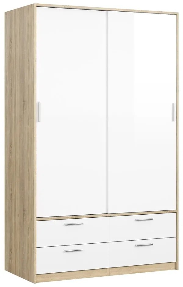 Biało-naturalna szafa w dekorze dębu z drzwiami przesuwnymi 121x200 cm Line – Tvilum
