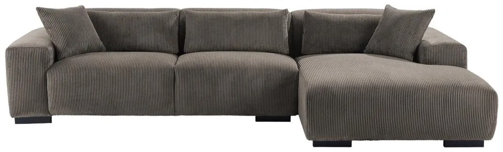 Kanapa narożna prawa z weluru sztruksowego w kolorze taupe OVENTINO od Maison Céphy
