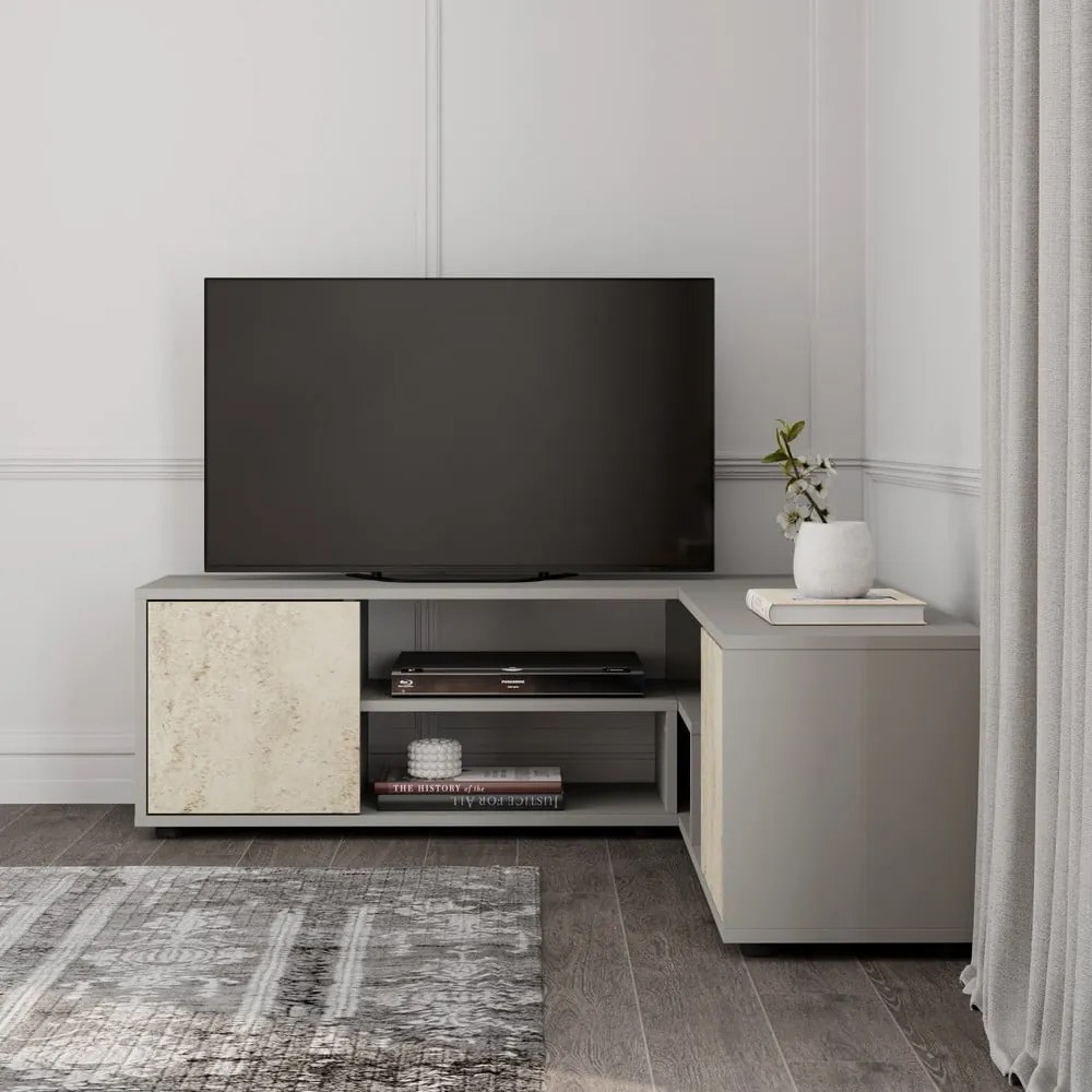 Szara szafka pod TV 125x40x120 cm Rosa – Kalune Design