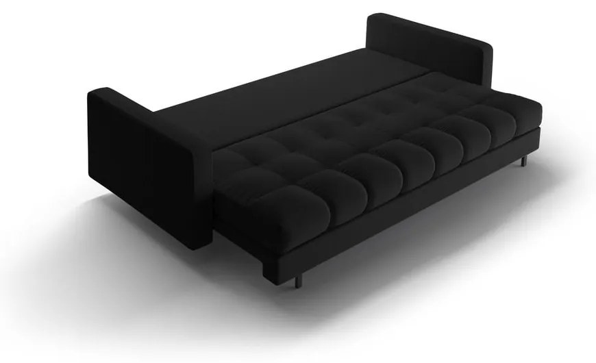 Czarna rozkładana sofa ze schowkiem 222 cm Bali – Cosmopolitan Design