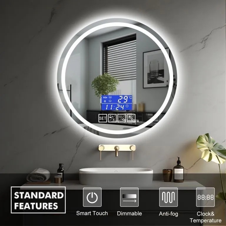 IREDA Lustro łazienkowe z oświetleniem, 70 cm, głośnik