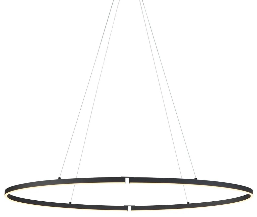 Designerska lampa wisząca czarna owalna 120 cm z LED z 3-stopniową regulacją ściemniania - Ovallo