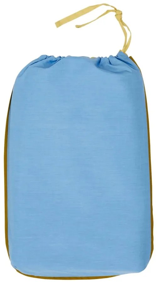 Niebiesko-żółta bawełniana pościel Hübsch Line II., 140x220 cm