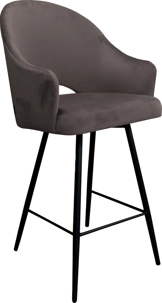 Hoker Velvet krzesło barowe tkanina Welur podstawa metalowa : Kolor nogi - Czarna stożek, Kolor tkaniny - VELVET - MG05, Typ siedziska - Siedzisko stałe