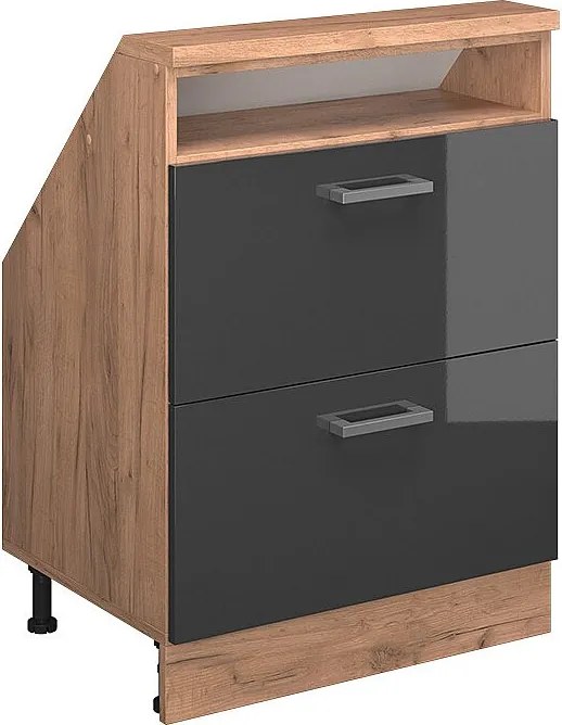 Szafka kuchenna na dach skośny antracyt wysoki połysk 60x46x81.6 r-line