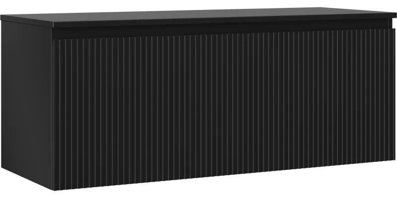 Mexen Rivel szafka łazienkowa podumywalkowa 120 cm z blatem, 1 szuflada, ryflowana , czarna mat - 91A20-12047-1-BFC71