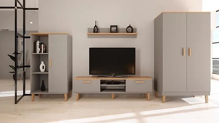 Szafka pod telewizor na nóżkach szary + hikora - Avec 6X 160 cm