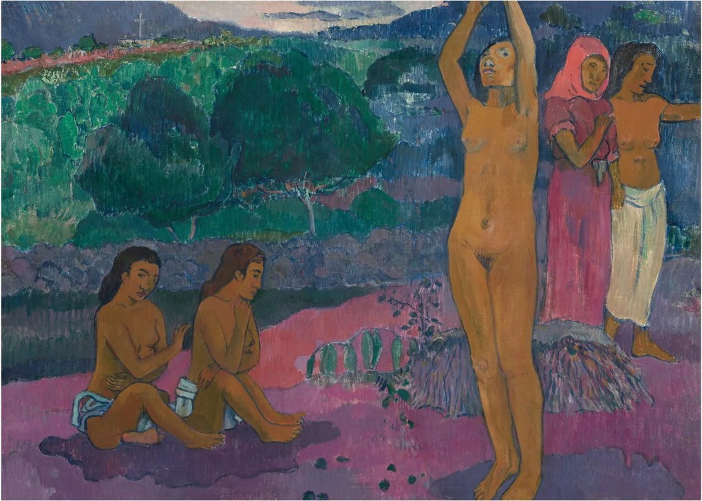 Obraz na szkle - Paul Gauguin, The Invocation, reprodukcje (70x50 cm)