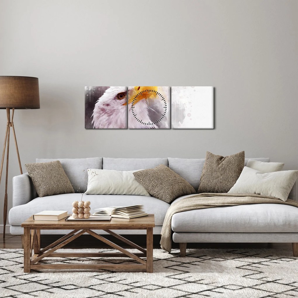 Obraz orła (z zegarem) (90x30 cm)