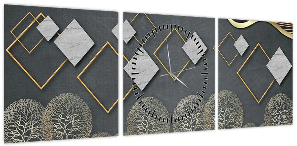 Obraz abstrakcji (z zegarem) (90x30 cm)
