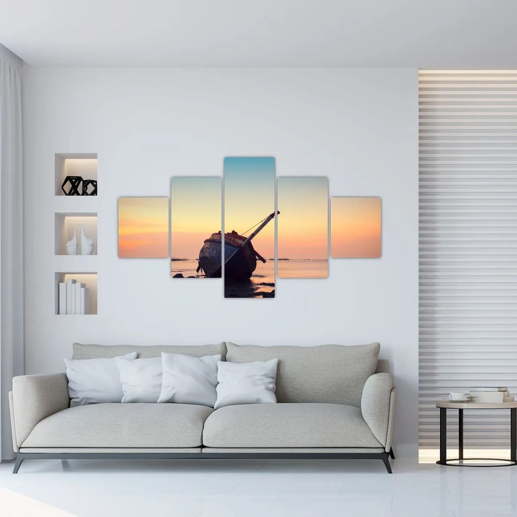 Obraz - Rozbity statek (125x70 cm)