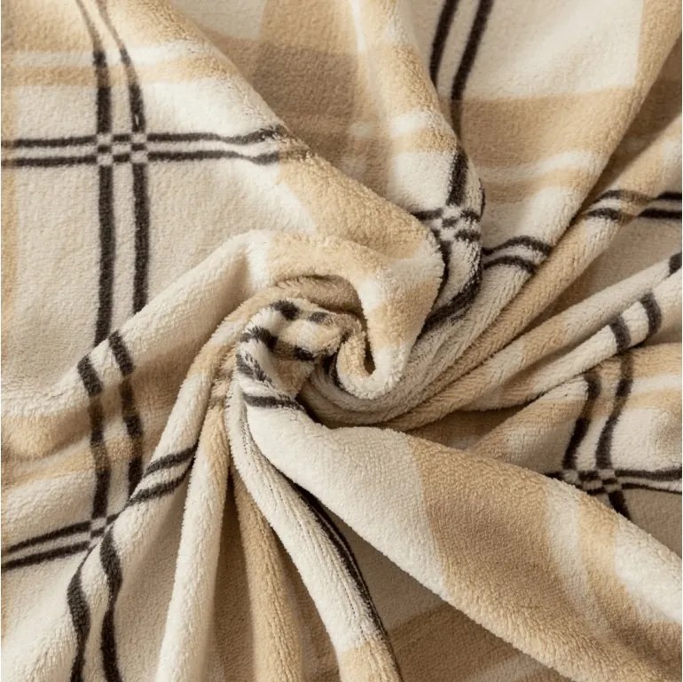 PrzytulneMieszkanie.pl Prześcieradło z mikropluszu PLAID 90x200 cm kremowe