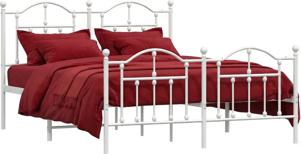 Białe metalowe łóżko małżeńskie 140x200 cm W1-P93