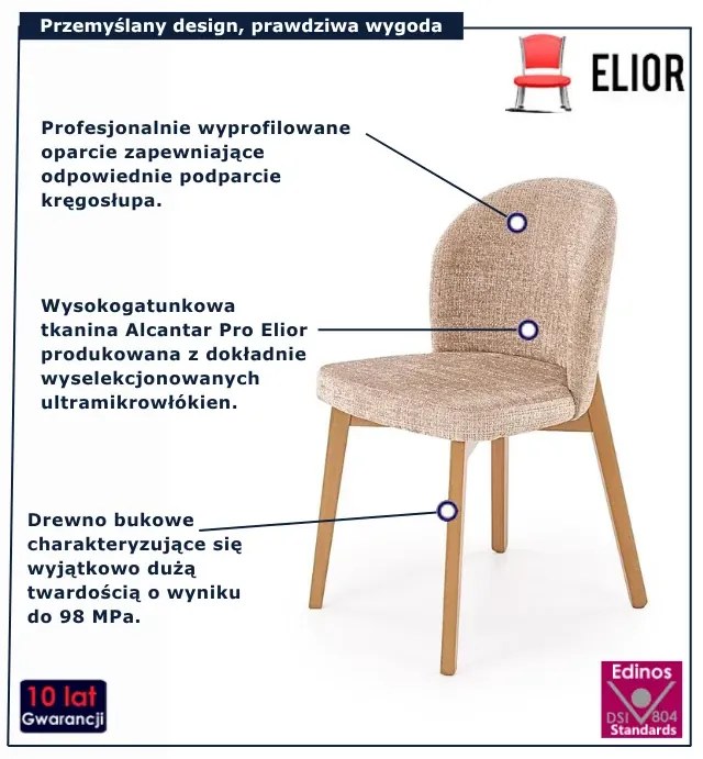 Drewniane krzesło tapicerowane dąb naturalny + beż F5-M03