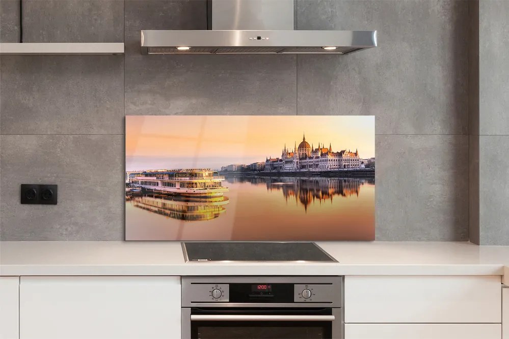 Szklany Panel Statek o Zachodzie Słońca