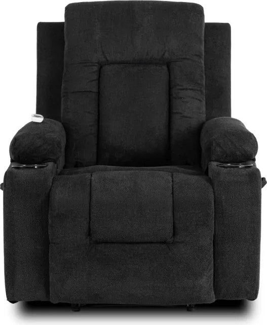 Fotel Masujący BOX 2 Rozkładany z Podnóżkiem Czarny Nowoczesny