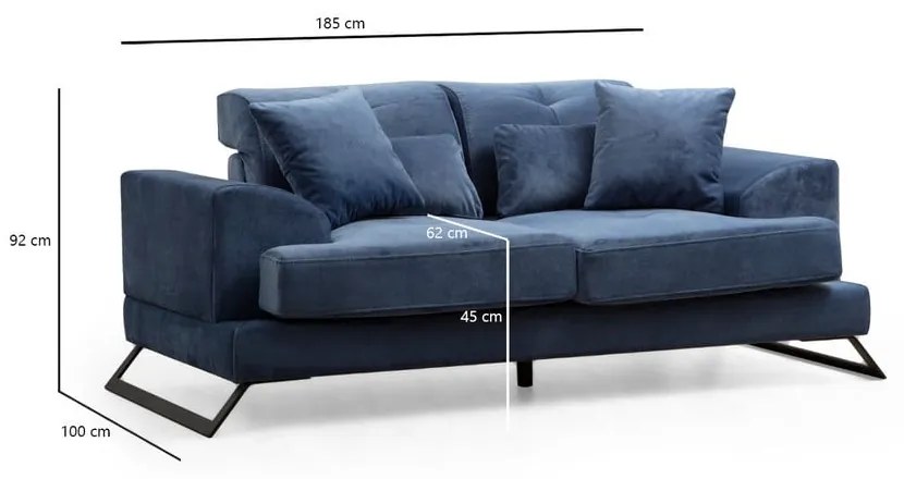 Niebieska sofa 185 cm Frido – Balcab Home