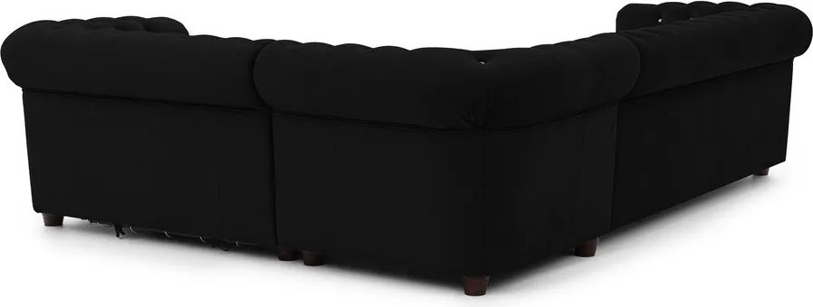 Czarny aksamitny rozkładany narożnik (prawostronny/w kształcie litery L) York Blik – Ropez