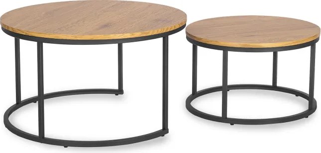 Zestaw Stolików Kawowych DELIA MAX 60 cm/80 cm Dąb Złoty Nowoczesny Loft