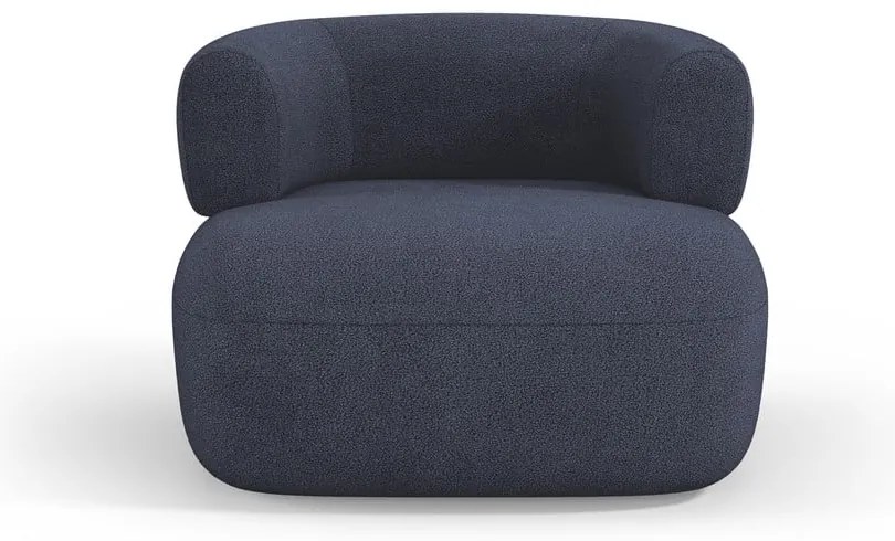 Ciemnoniebieski fotel z materiału bouclé Jenny – Micadoni Home