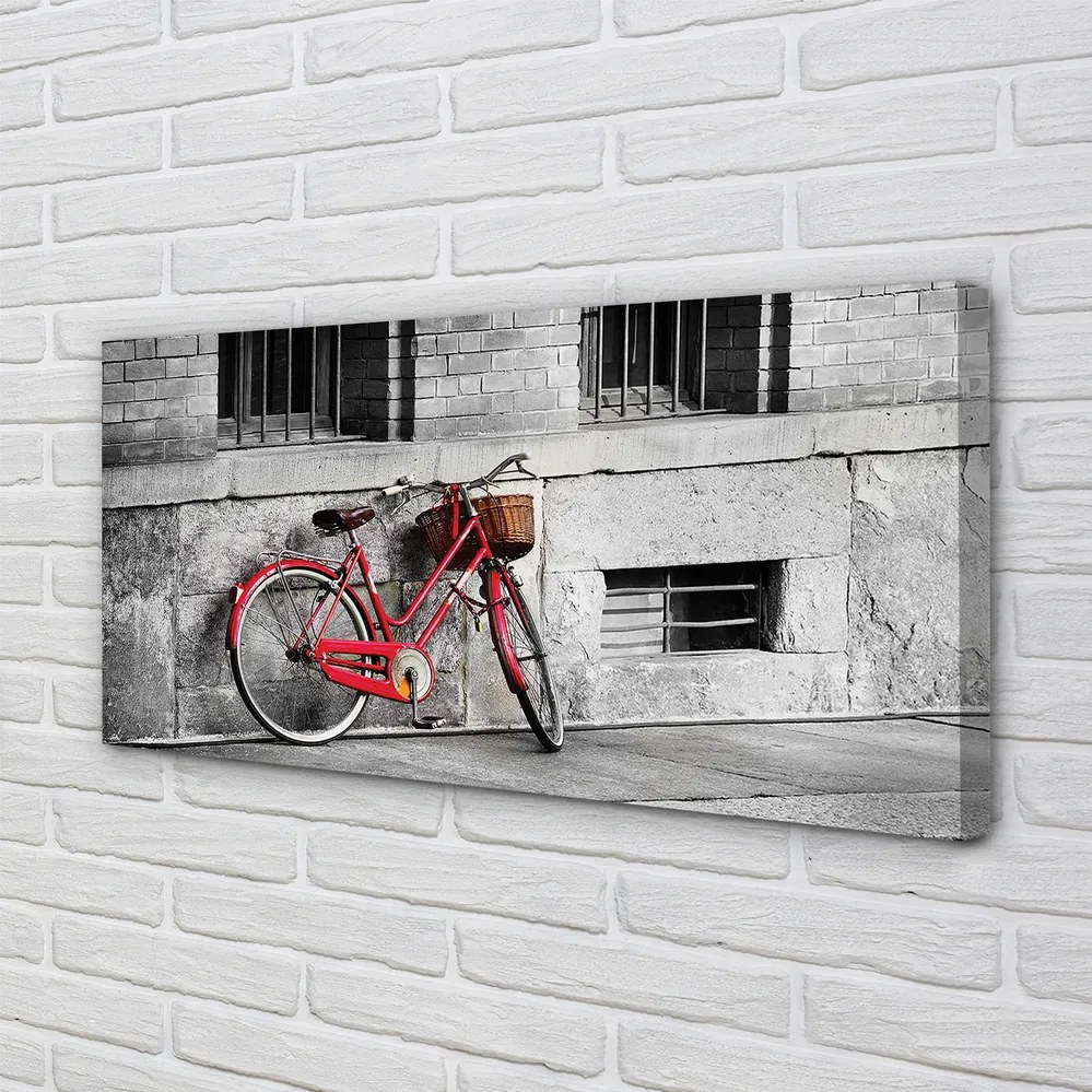 Obraz canvas na ścianę Czerwony Rower z Koszykiem