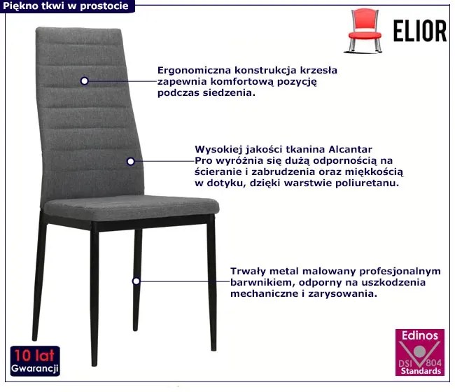 Komplet 4 jasnoszarych metalowych krzeseł tapicerowanych M2-D32