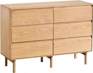 Komoda Z 6 Szufladami 120x40 Cm Z Drewna Treveris Roble - Sklum