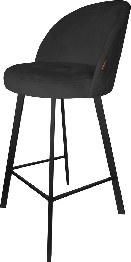 Hoker TRIX krzesło barowe tkanina Welur podstawa metalowa : Kolor nogi - Czarna profil, Kolor tkaniny - VELVET - MG19, Typ siedziska - Siedzisko stałe