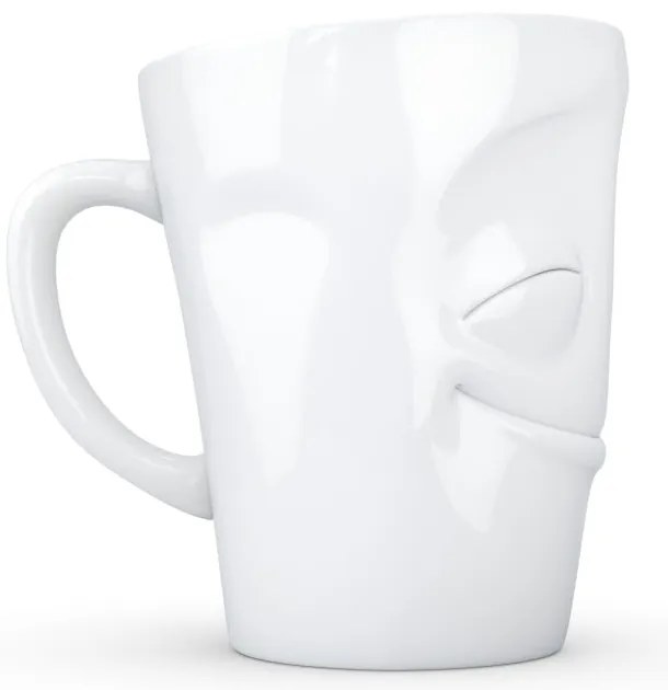 Biały zadowolony porcelanowy kubek z uchem 58products, 350 ml