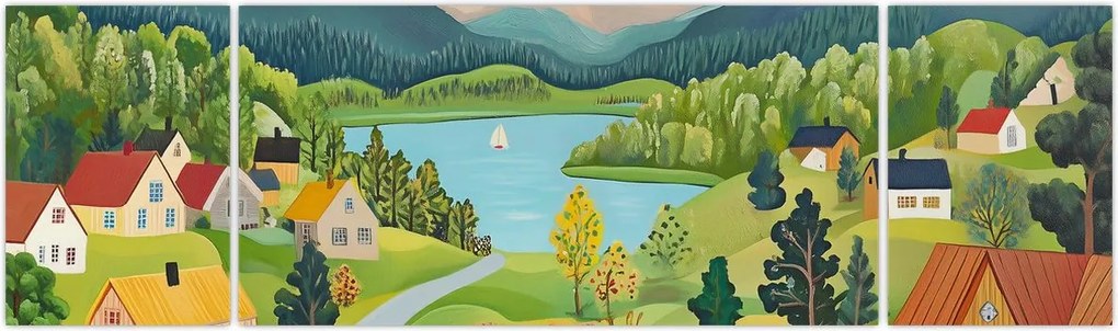 Obraz - Wioska w górach (170x50 cm)