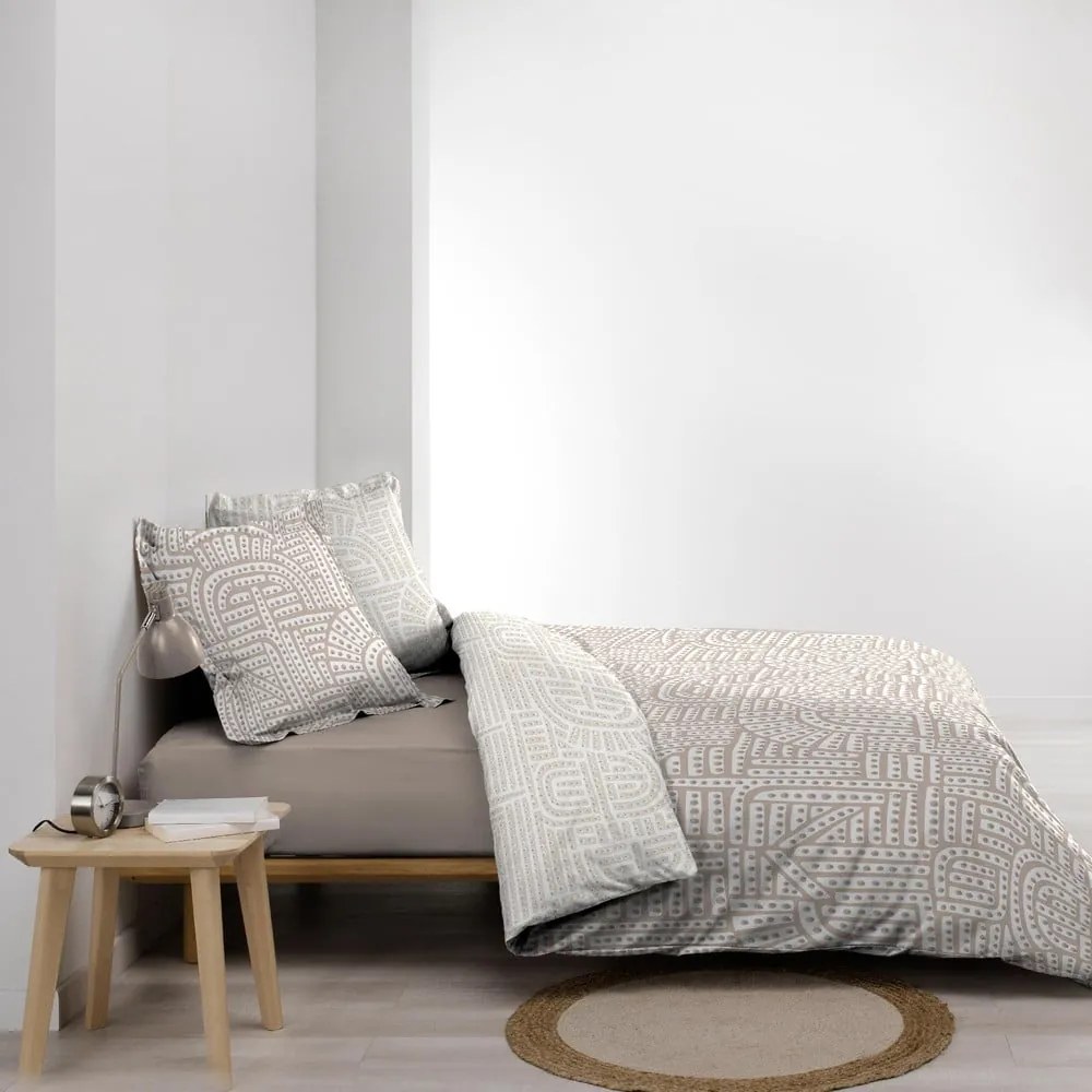 Biało-beżowa pościel dwuosobowa z perkalu bawełnianego 240x220 cm Eliot – douceur d'intérieur