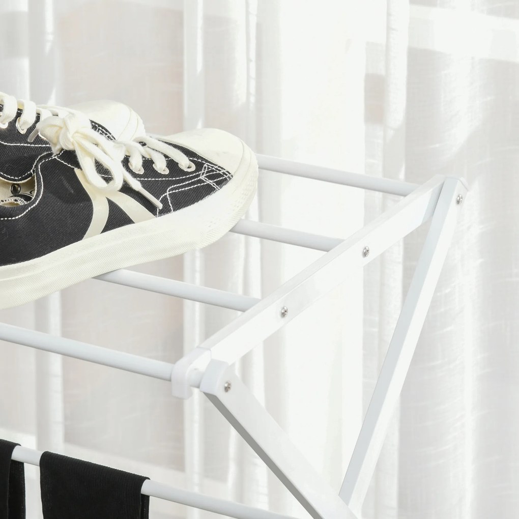 HOMCOM Suszarka do prania składana 8-poziomowa suszarka na pranie metal tworzywo sztuczne biały