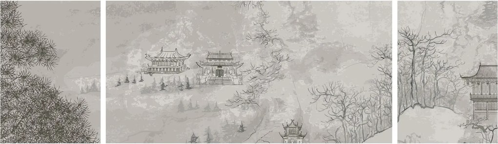 Obraz - Chiński krajobraz (170x50 cm)
