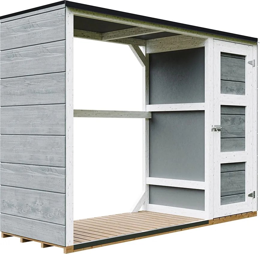 Zewnętrzny schowek na drewno opałowe - 75 x 217 x H159 cm - 1,09+0.53 m² - schowek na drewno i narzędzia - M981-CAVERN STEEL