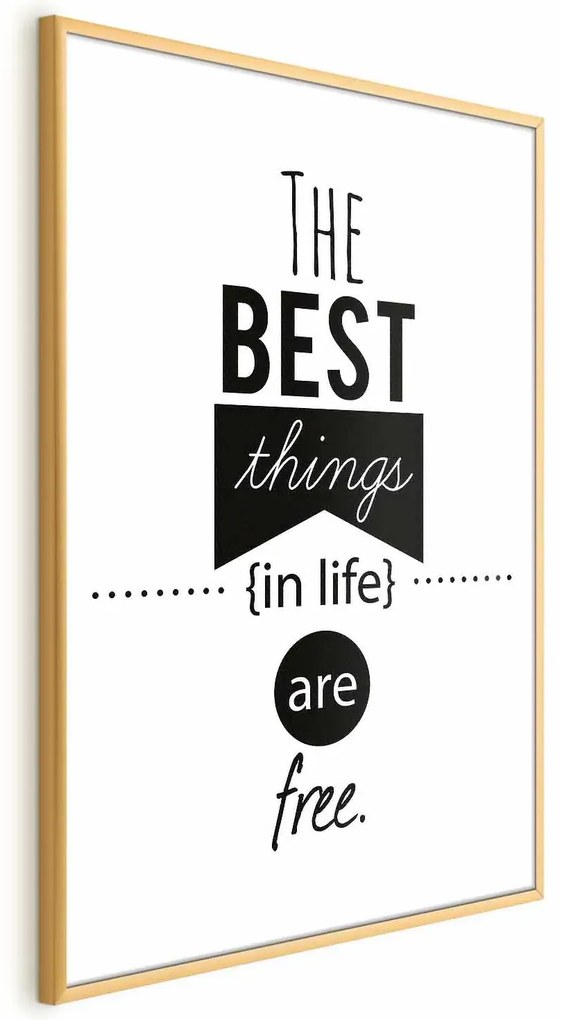 Plakat Best things in life 21x30 cm z ramą złotą z marginesem ARTGEIST B
