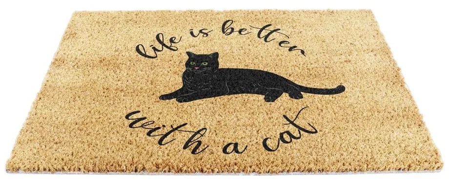 Wycieraczka z włókna kokosowego 40x60 cm Life Is Better With a Cat – Artsy Doormats