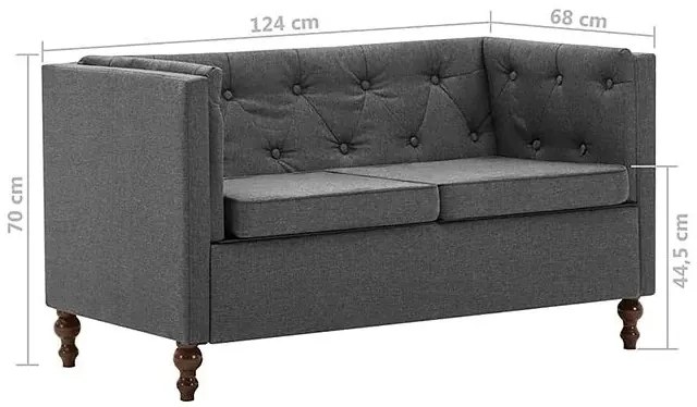 2-osobowa Sofa James 2Q w stylu Chesterfield - ciemnoszara