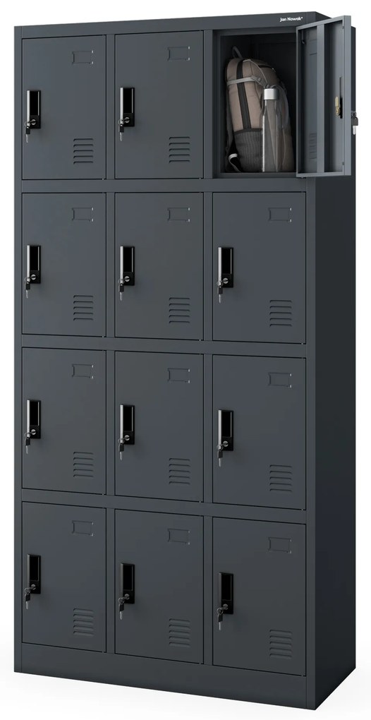 Szafka skrytkowa socjalna BHP metalowa MARCIN, 900 x 1850 x 400 mm, antracytowa