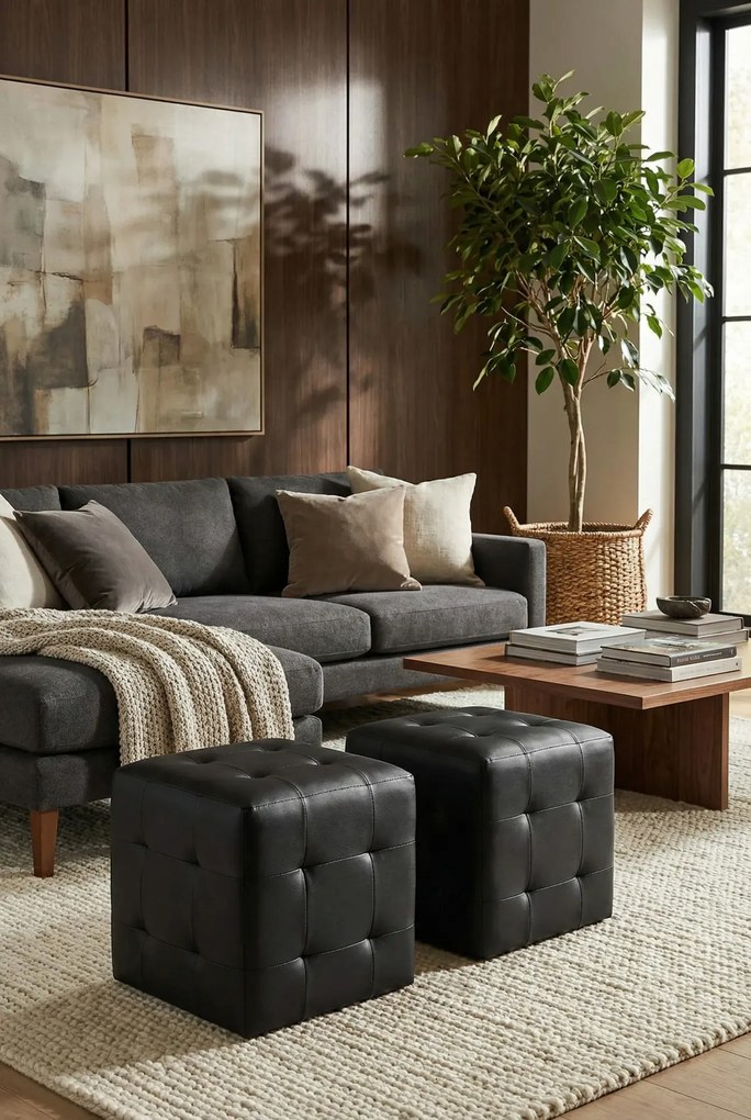 Komplet czarnych puf do salonu i sypialni A2-A50