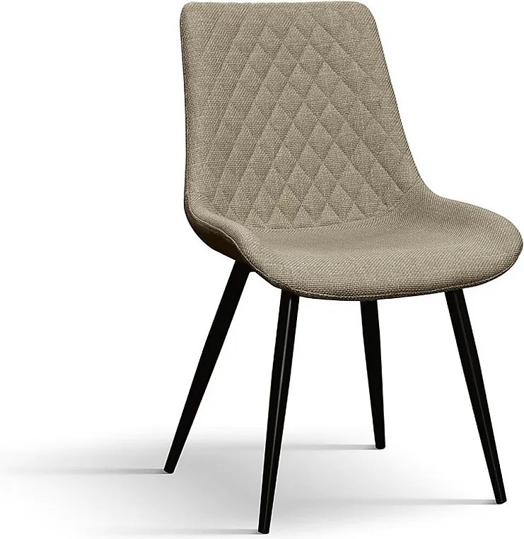 Zestaw 4 beżowych krzeseł z tkaniny i czarnych metalowych nóg - VIENNA
