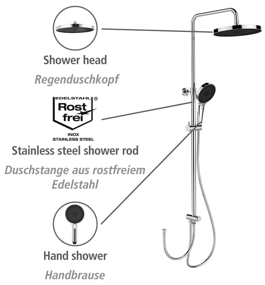 Zestaw prysznicowy ze stali nierdzewnej w kolorze błyszczącego srebra 120 cm Soft Water – Wenko