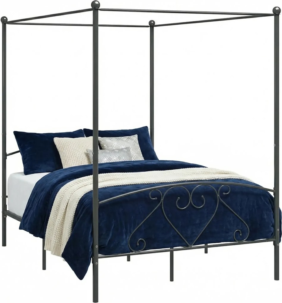 Czarne metalowe łóżko rustykalne 160x200 cm D5-K21