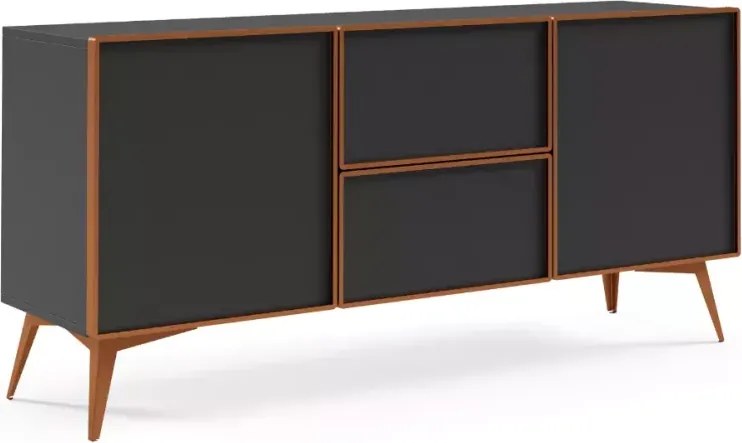 Komoda Mavel 164 cm – nowoczesna, 2 drzwi, 2 szuflady, drewno + metal, styl industrialny