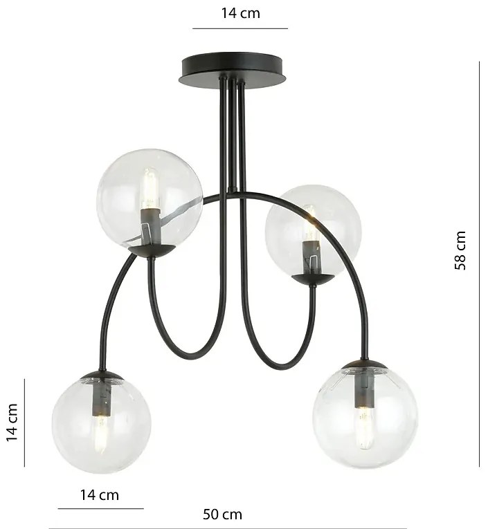 Nowoczesna lampa sufitowa z przezroczystymi kloszami - D115-Hurgen