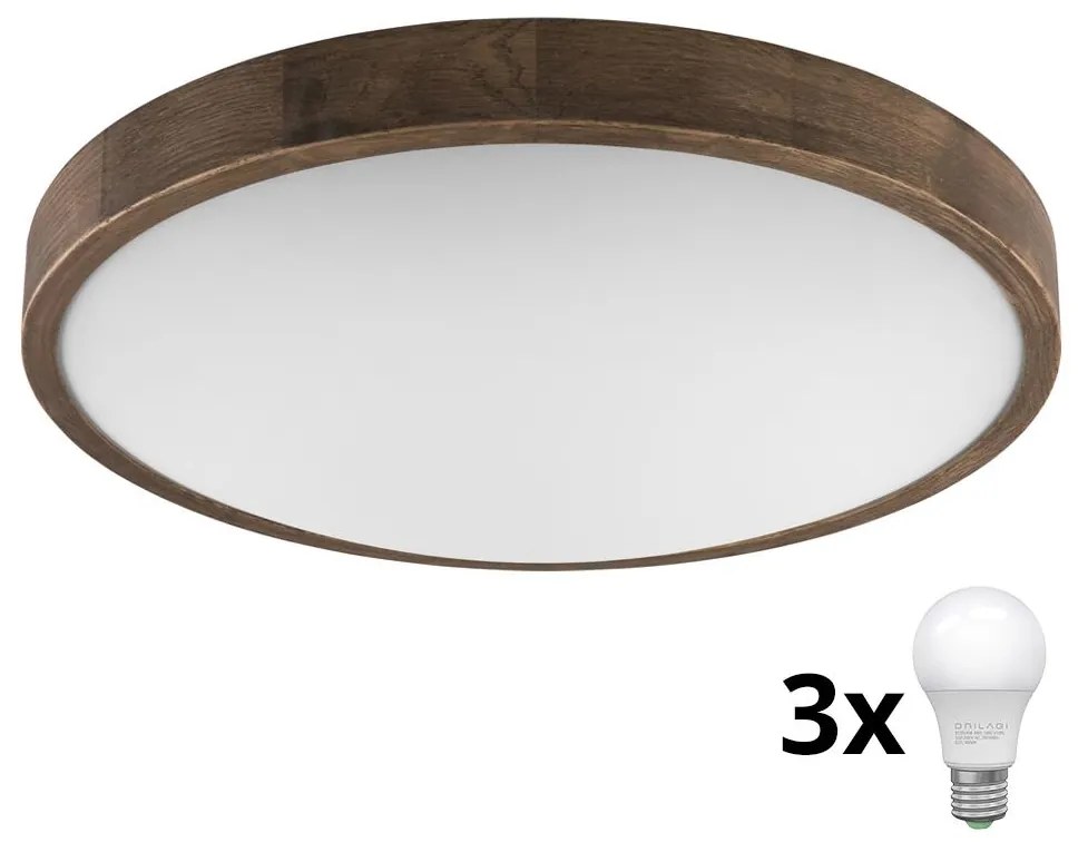 Brilagi - LED sufitowa lampa CARVALHO SLIM 3xE27/60W/230V dąb orzech pr. 47 cm