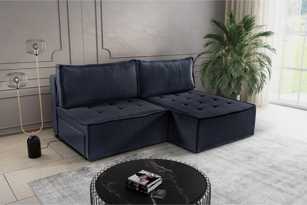 Sofa z funkcją spania w kształcie L Bohoo Mini, tkanina Raven, Grafitowy, Prawy