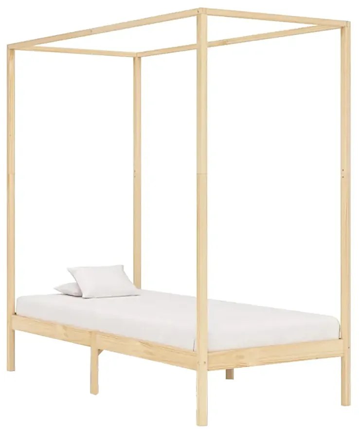 Łóżko z baldachimem w kolorze naturalnego drewna sosnowego 100x200cm - Tamai
